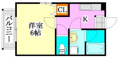 ラ・フィールドK(1K/2階)の間取り写真