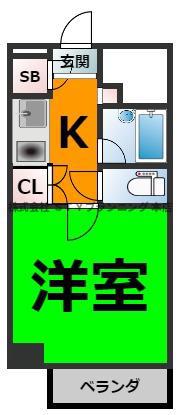 パルテノンリンデン(1K/7階)の間取り写真