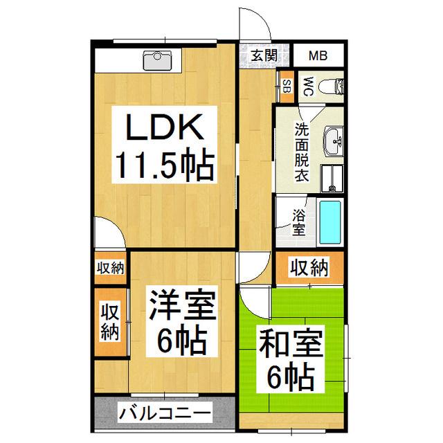 クレイドル長加(2LDK/3階)の間取り写真
