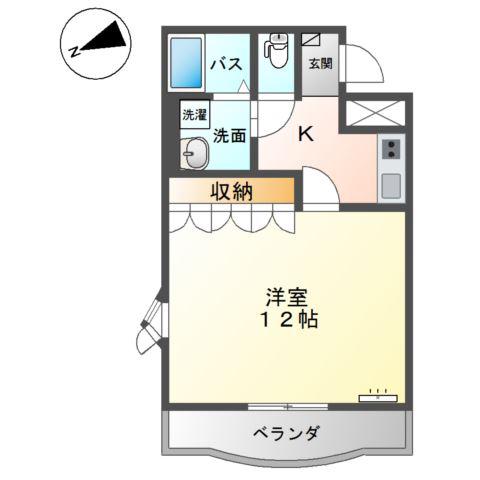 エクシヴ ボヌール(1K/2階)の間取り写真