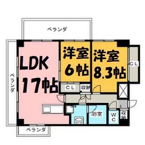 プレディアスタイル白川公園(2LDK/13階)の間取り写真