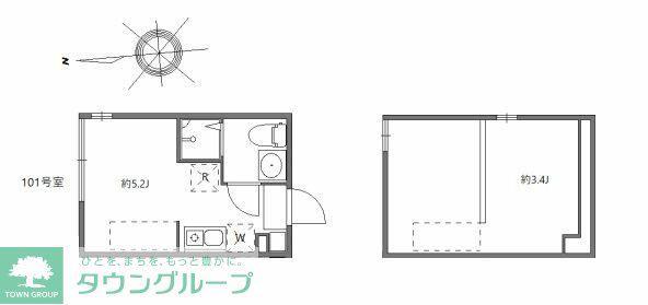 ハーモニーテラス浮間V(ワンルーム/1階)の間取り写真