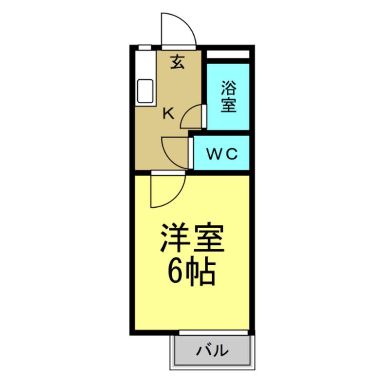 奥田アパートメントII(1K/1階)の間取り写真