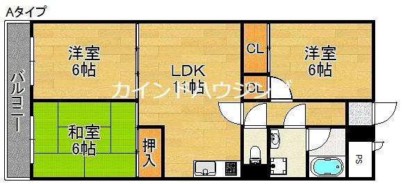 グランペール(3LDK/7階)の間取り写真