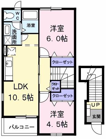 サンエトワールII(2LDK/2階)の間取り写真