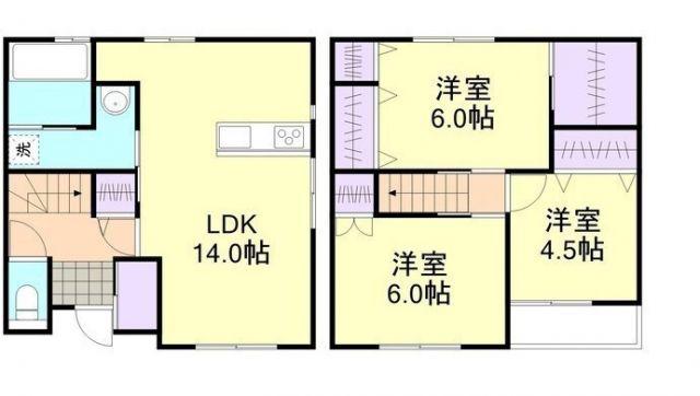 アンジュール A棟(3LDK/1階)の間取り写真