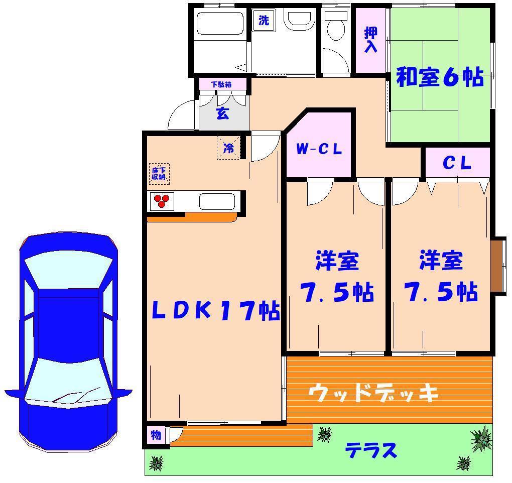 ミモザヤマノ(3LDK/1階)の間取り写真