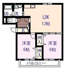 KSマンション(2LDK/1階)の間取り写真