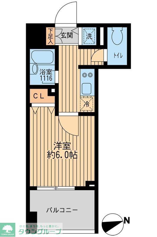 クリオ戸越銀座壱番館(1K/6階)の間取り写真