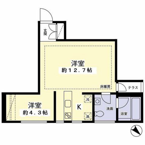HI-ROOMS方南町(2K/2階)の間取り写真