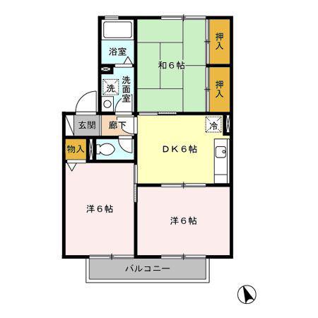 ゆーとぴあ21 B(3DK/1階)の間取り写真