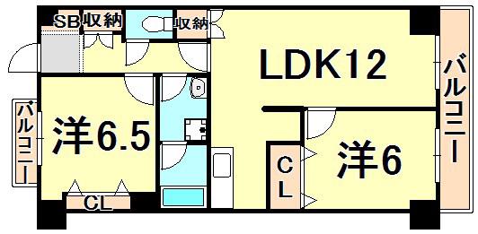 ひよどり(2LDK/3階)の間取り写真