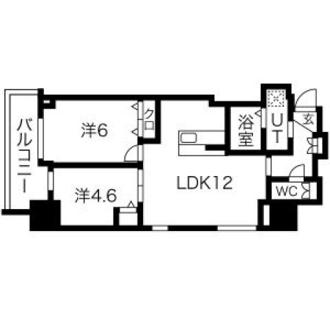 メイクス京橋川II(2LDK/11階)の間取り写真