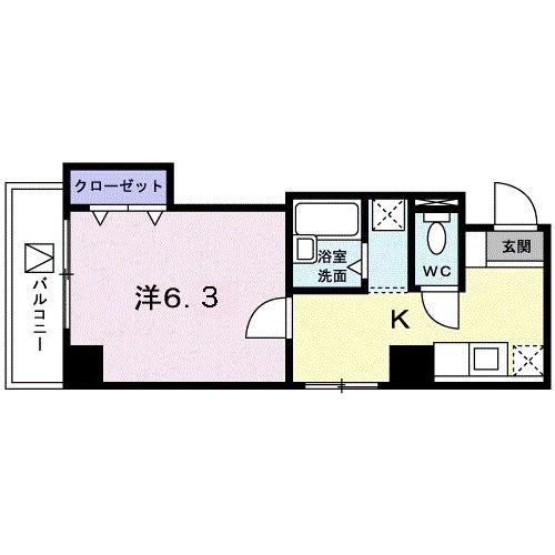 クレアトゥール新宿(1K/5階)の間取り写真