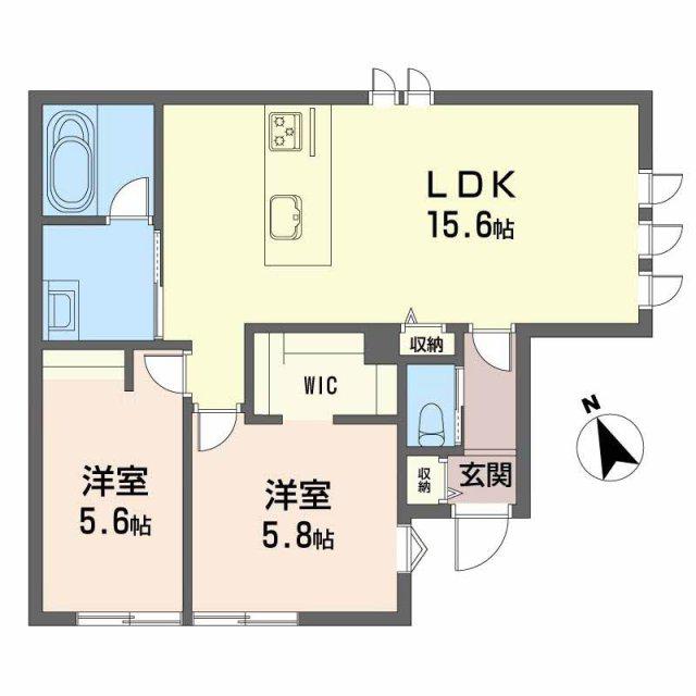N-EES長束(2LDK/1階)の間取り写真