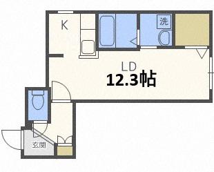 アンダーズ江別野幌(1K/2階)の間取り写真
