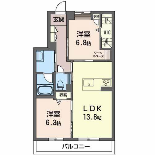 ドラセナテラス(2LDK/2階)の間取り写真