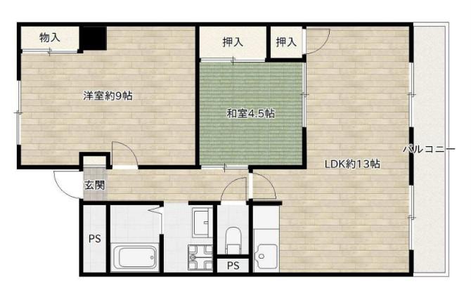 マンション楠(2LDK/3階)の間取り写真