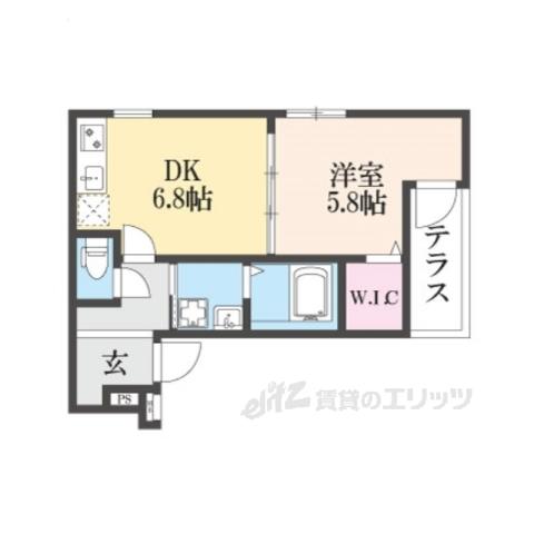 フジパレス忍ケ丘Ⅱ番館(1DK/1階)の間取り写真