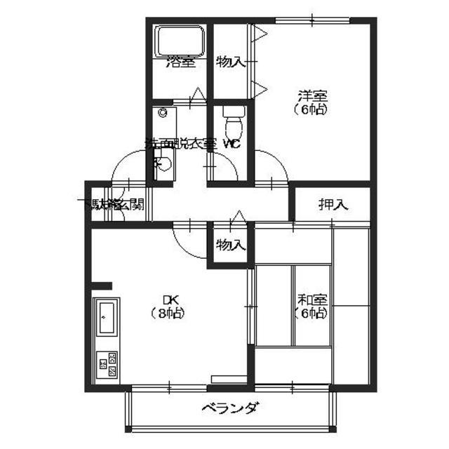 セジュールくすの木(2DK/2階)の間取り写真