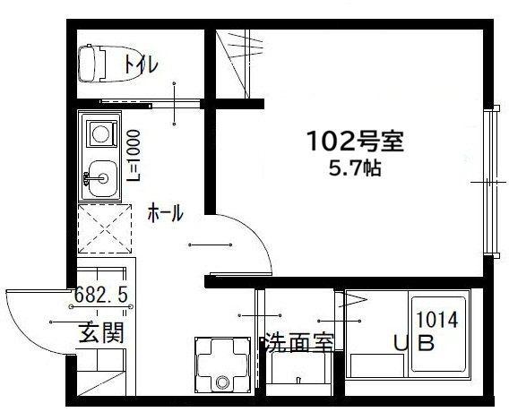 セジュール(1K/1階)の間取り写真