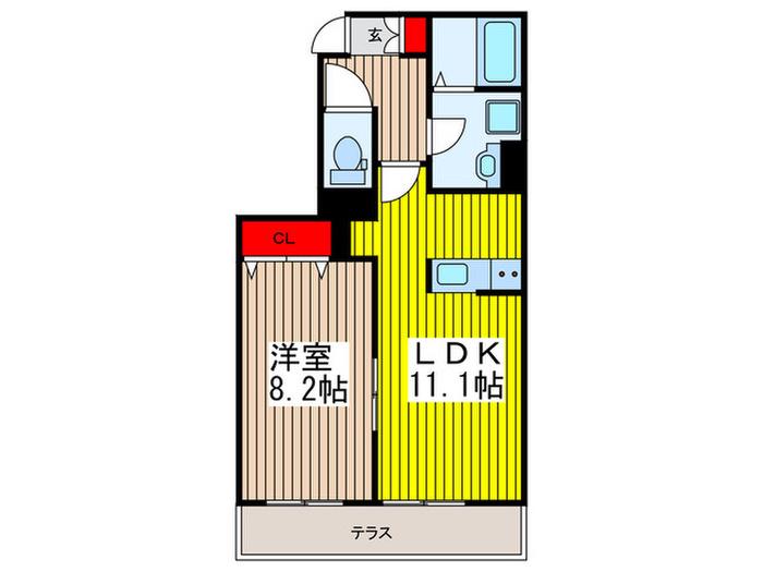 アンクレット(1LDK/1階)の間取り写真