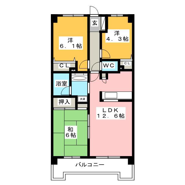 コスモ川口ロイヤルフォルム(3LDK/8階)の間取り写真