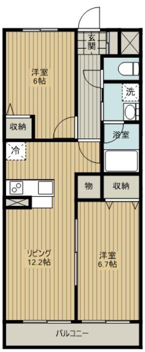 エマーブルI(2LDK/1階)の間取り写真