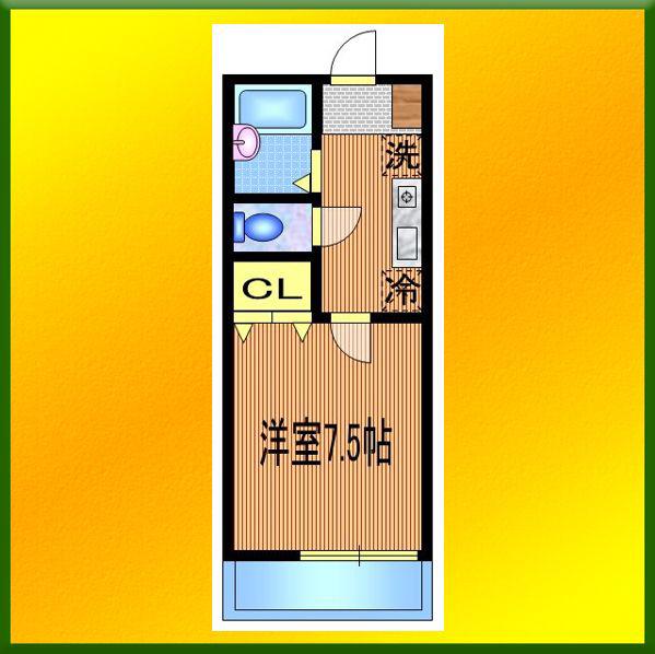 ドミールA(1K/2階)の間取り写真