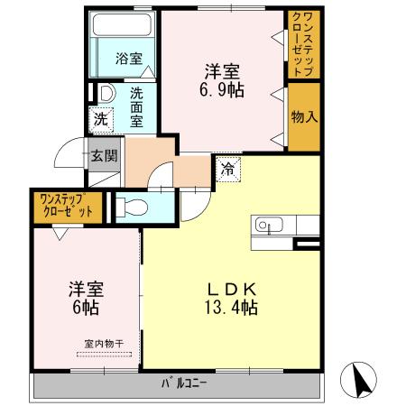フラン トゥール(2LDK/2階)の間取り写真