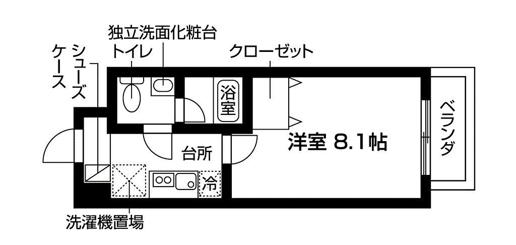 ベルシェ朝日(1K/3階)の間取り写真