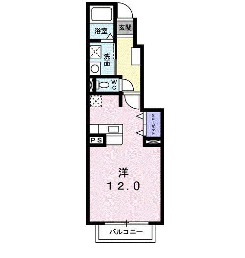 ミルフィーユ(ワンルーム/1階)の間取り写真