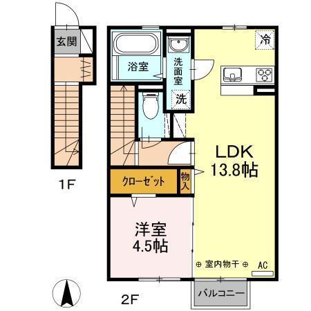 ル・ブランシェ(1LDK/2階)の間取り写真