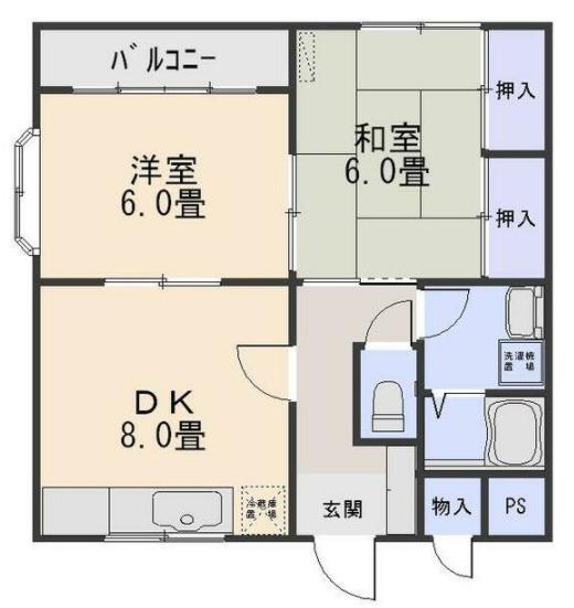 サンガーデンー中原1丁目-(2DK/2階)の間取り写真