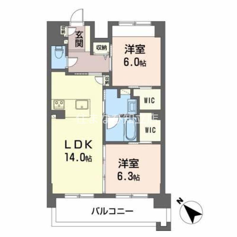 ROOTHILL 10(2LDK/6階)の間取り写真