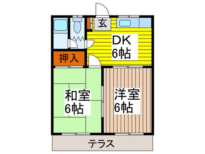 フェニックスコーポII(2DK/1階)の間取り写真