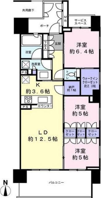 パークホームズ川崎大師表参道(3LDK/13階)の間取り写真