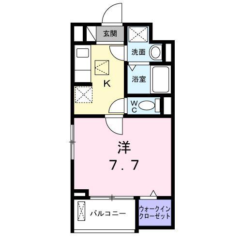 グランデュオ(1K/1階)の間取り写真