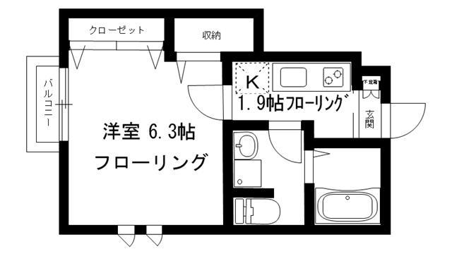 シルフィード(1K/1階)の間取り写真