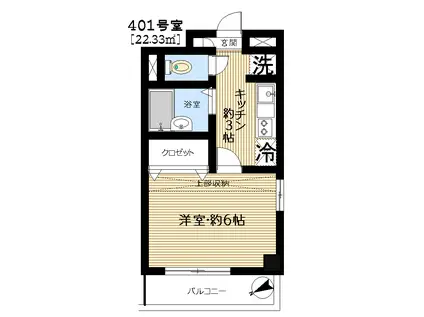 ホッフミヤガワ(1K/4階)の間取り写真