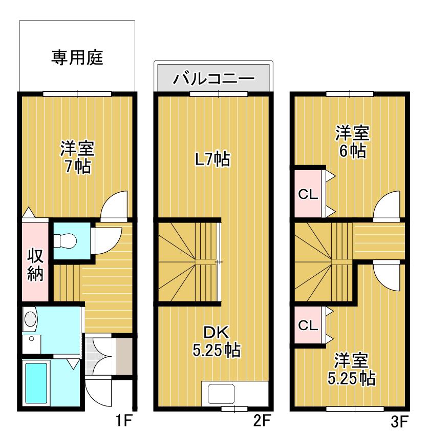 アジュール日明(3LDK/1階)の間取り写真
