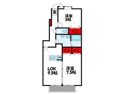 リバティーハウス(2LDK/2階)の間取り写真
