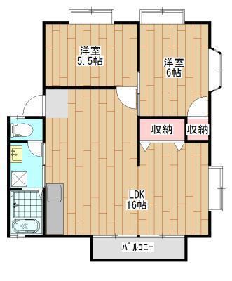 ハイグレードタウン多治米A(2LDK/2階)の間取り写真