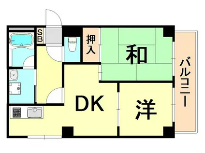 シャトー塚口(2DK/3階)の間取り写真