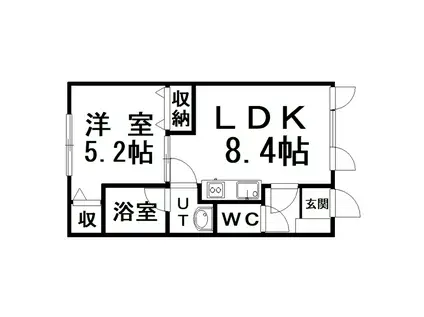 ウェルカムサトウ6(1DK/1階)の間取り写真