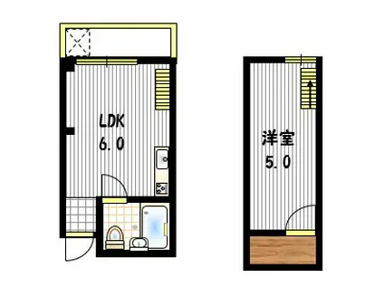 日の出マンション(1DK/2階)の間取り写真