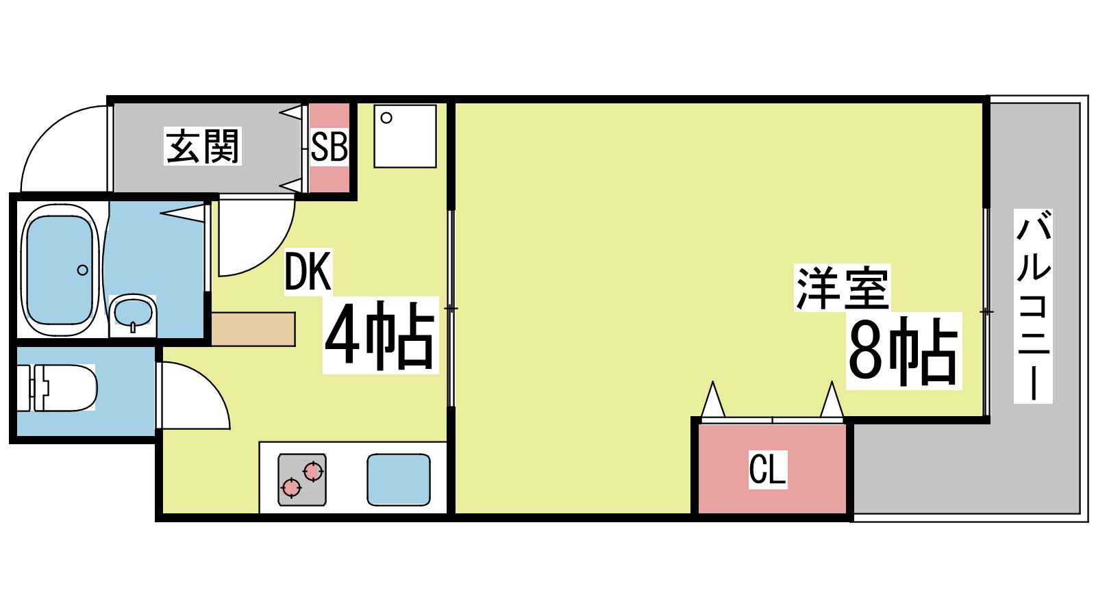 あゆみ六甲ハイツ(1DK/2階)の間取り写真