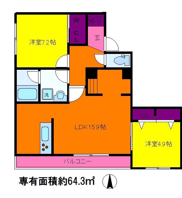 リラフォート(2LDK/1階)の間取り写真