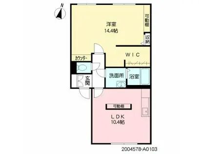 ニューデパーチャー(1LDK/1階)の間取り写真