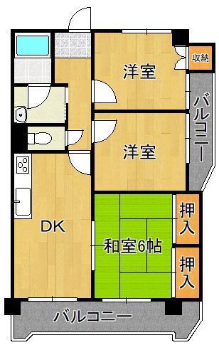 第2東宝ビル(3DK/8階)の間取り写真